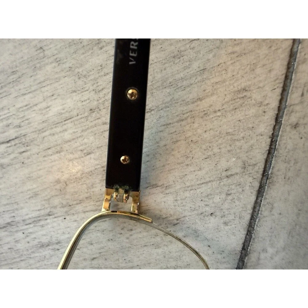 Versace MOD 1215-B 1002 Eyeglasses Half Rim Black Gold Italy 53-16-135 Luxottica